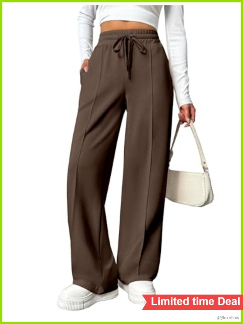 Wide Leg Sweatpants High Waisted Baggy Air Layer Fabric Drawstring Pockets